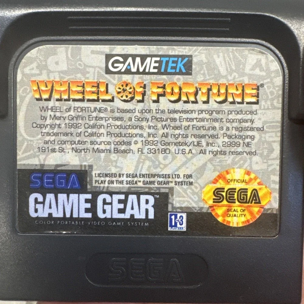 Wheel of Fortune for Sega Game Gear GG Cart Good Shape W/cartridge Untested